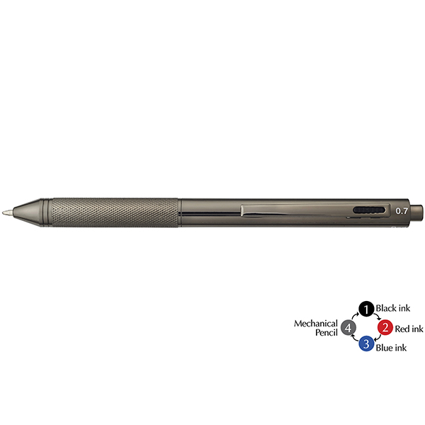 עט X-pen בירו כדורי 4באחד טיטניום מבריק XP-673b X-Pen BUREAU